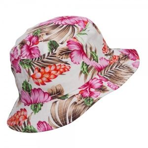 Pink and White Hawaiian Print Cotton Bucket Hat